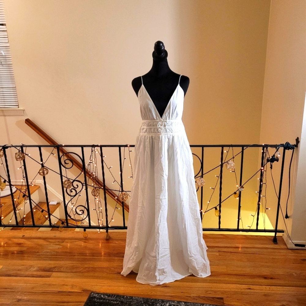 NWT Commense Backless Pleated Deep V-Neck Dress -gorgeous! Size Large ❤️ - Picture 12 of 14